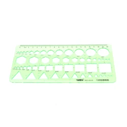 Règle de modèle géométrique pour étudiants, cercles en plastique verts carrés droit, papeterie scolaire 20cm 1 pièce 