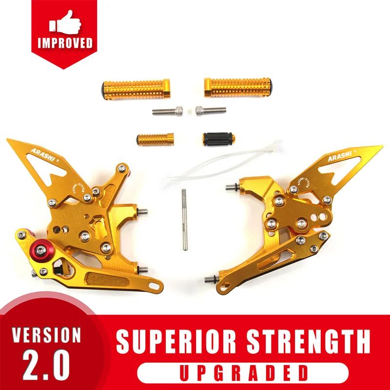 Gold Для DUCATI 959 Panigale- регулируемые Подножки задние подставки для ног CNC Rider серебристый черный золотой алюминиевый Arashi - Цвет: Gold