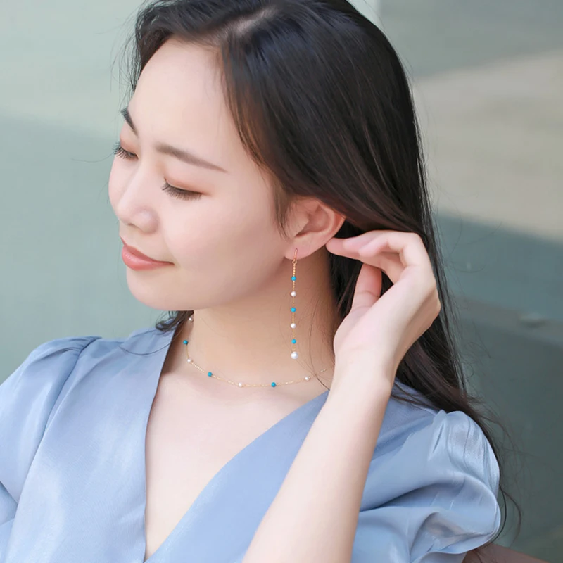 Чистая 18k Золотая Сережка капелька кисточка на длинной цепочке дизайн с