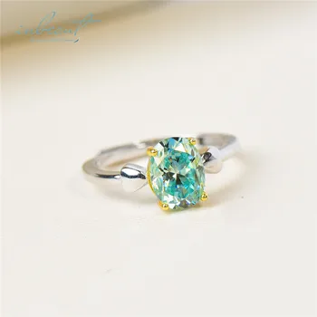 

inbeaut 1.5 ct Ocean Blue Oval Moissanite Ring Women 925 Silver Pass Diamond Test Excellent Cut Moissanite Sapphire Party Rings