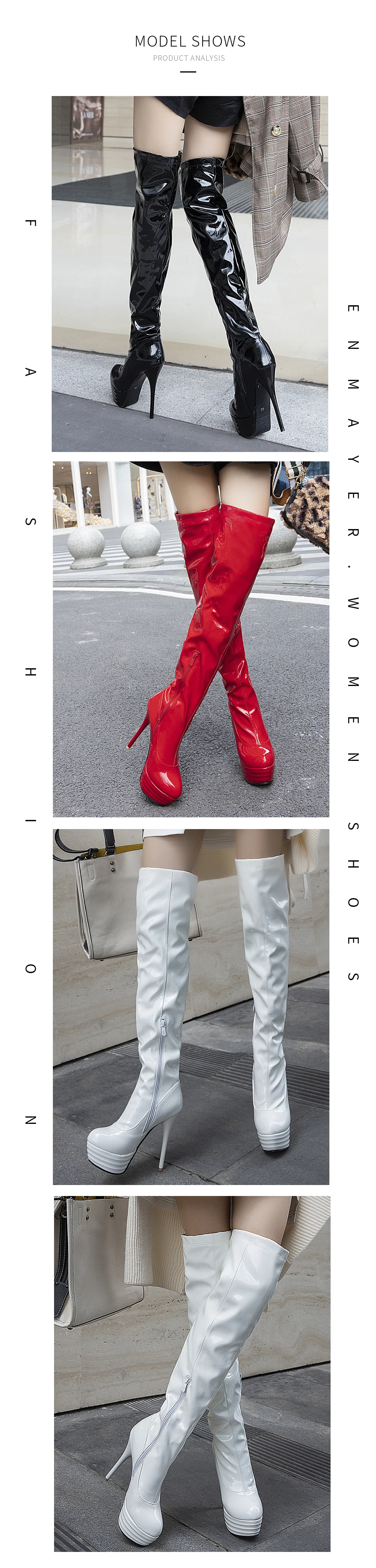 ANMAIRON/2019 г. Пикантные сапоги на высоком каблуке супер высокие сапоги выше колена из лакированной кожи с круглым носком роскошная