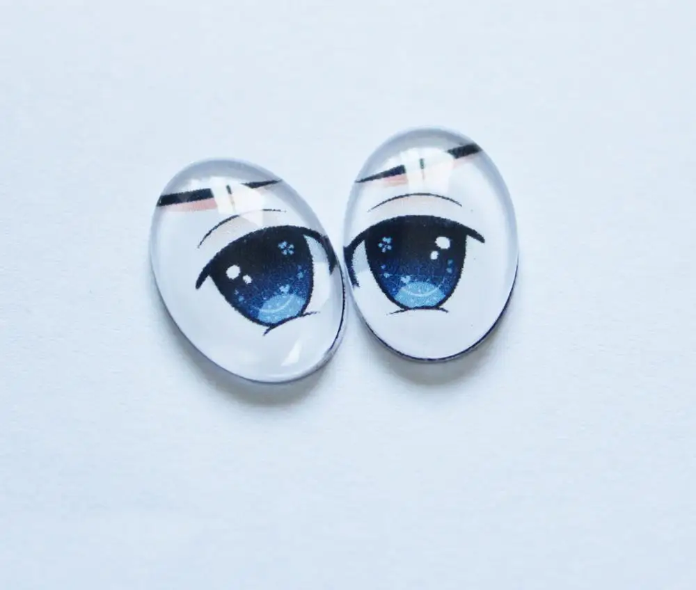 5pairs/lot  exclusive design 10x14mm 13x18mm 18x25mm oval glass cartoon  eyes flat back for kids toy diy --style option 6
