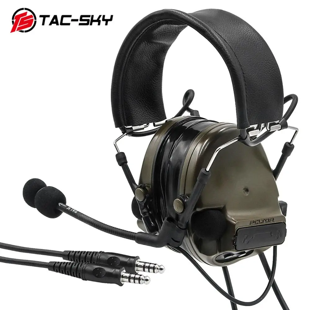 TAC-SKY U94 PTT Kenwood вилка+ шумоподавление звукосниматель стрельба тактическая гарнитура COMTAC III двойной пропуск силиконовые наушники versionFG