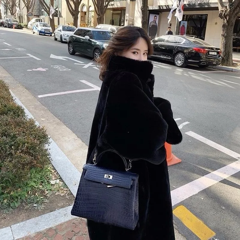 DISWEET, Корейская версия, искусственный мех, свободная куртка, для женщин, Harajuku, одноцветные, плюшевые пальто, для девушек, длинная секция,, зимняя, толстая, теплая куртка