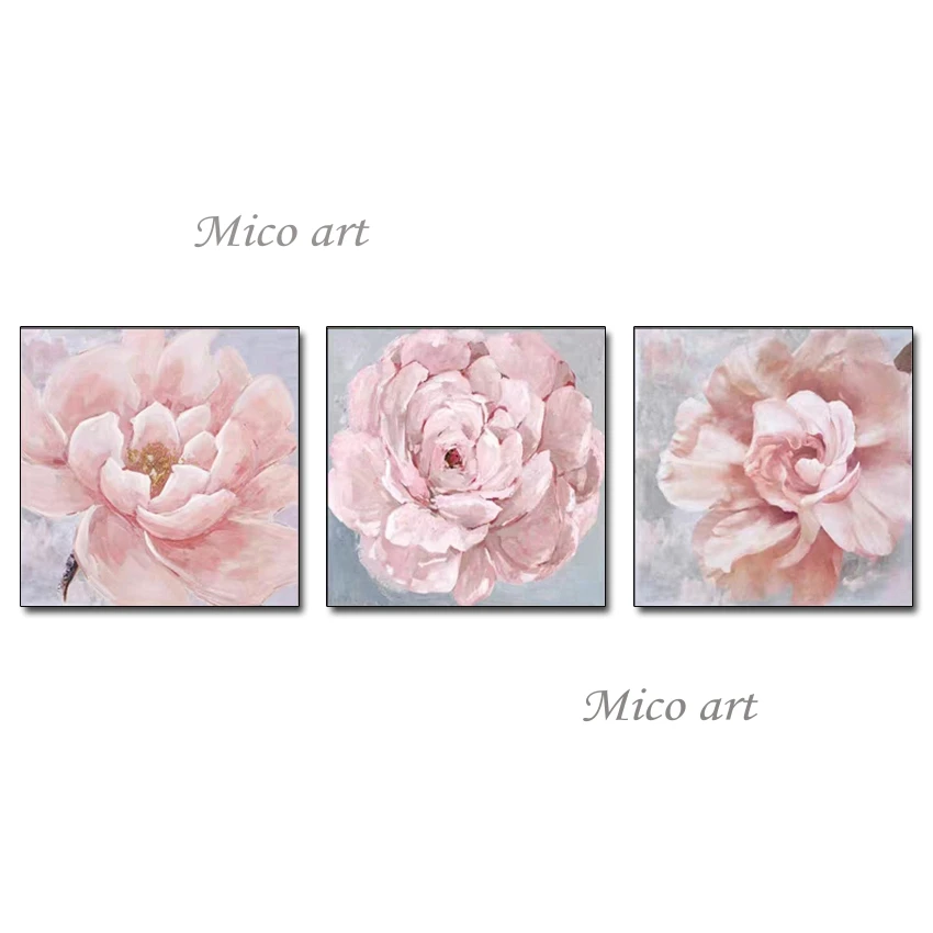 Modern Abstract Art 3PCS Pure Handmade Lotus Flower Oil Painting Canvas Wall Art Unframed Artwork Piece For Wall Decoration Modern Abstract Art 3PCS Pure Handmade Lotus Flower Oil Painting Canvas Wall Art Unframed Artwork Piece For Wall Decoration