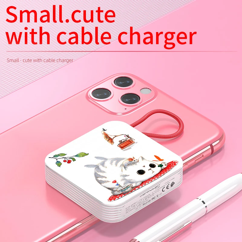 Mini Power Bank 10000mah Power Banks Type C & Micro Cute Powerbank ????????? Portable Charger Slim Power Bank For iphone12 Girls