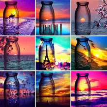 5D DIY алмазная живопись пейзаж полный квадрат/круглая Алмазная вышивка пейзаж Стразы Алмазная мозаика распродажа стеклянная бутылка Pic(China)