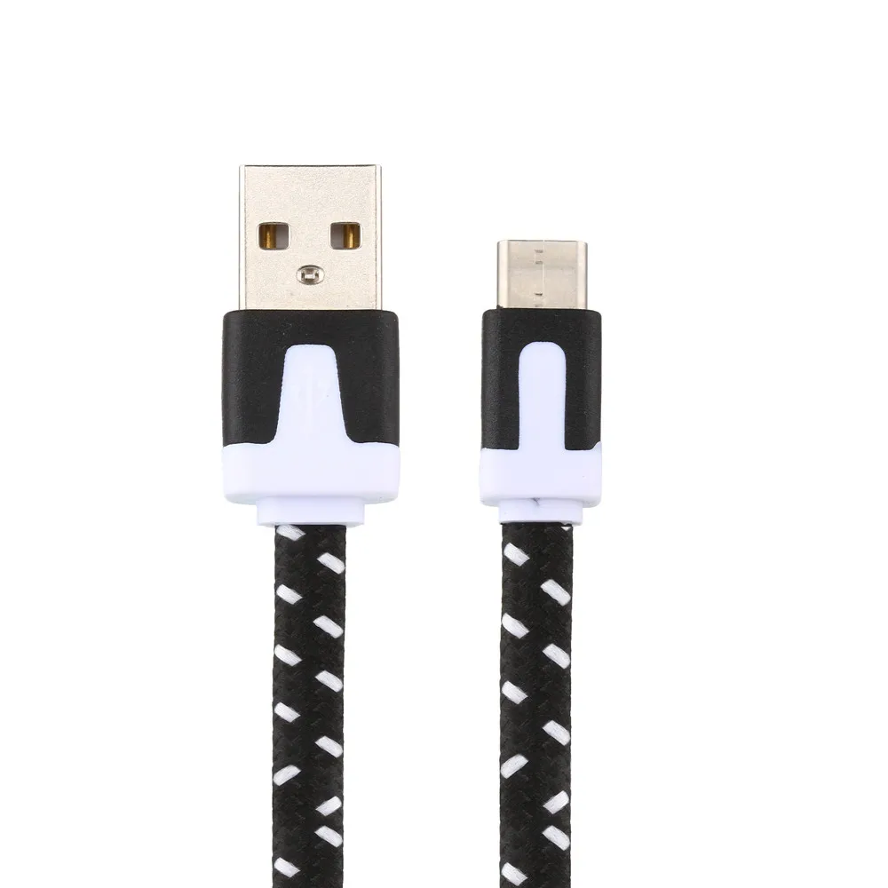 BK 2M Usb Type-c Cable Fast Charging Braided Usb Cable For OnePlus 3T/ZTE Zmax Pro Z981/HTC Bolt Mobile Phone - Color: BK