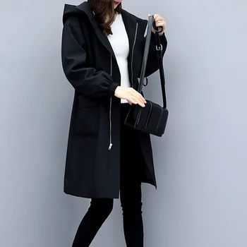 

Autumn Plus Size Women's Loose Winter Parka Black Hooded Zipper Long Warm Winter Coat Korean Lady Overcoat Doudoune Femme Hiver