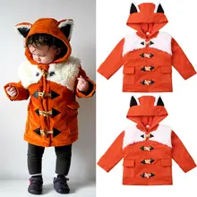 Верхняя одежда с ушками животных для маленьких девочек и мальчиков; осенне-весеннее пальто с капюшоном и длинными рукавами; оранжевая зимняя куртка; теплая одежда