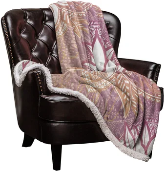 

Mandala Purple Gradient Lotus Fleece Blankets throws Fleece Cover Throw Anti-allergy Double-sided Personalized Blankets Bedcloth