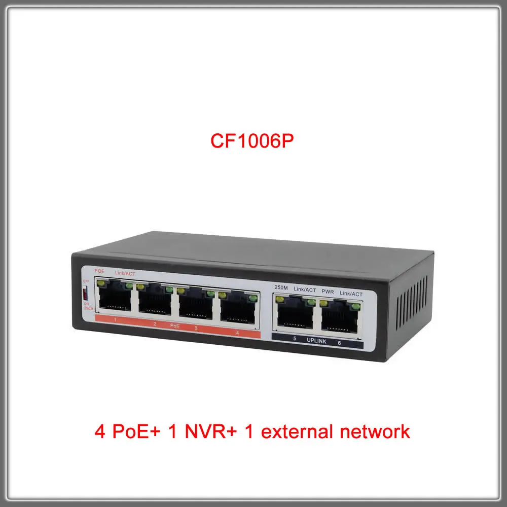 CF1006P/10П 250 м 6/10 Порты 4/8 * PoE + 1 NVR Внешняя сетевая выключатель инъектор Мощность Over