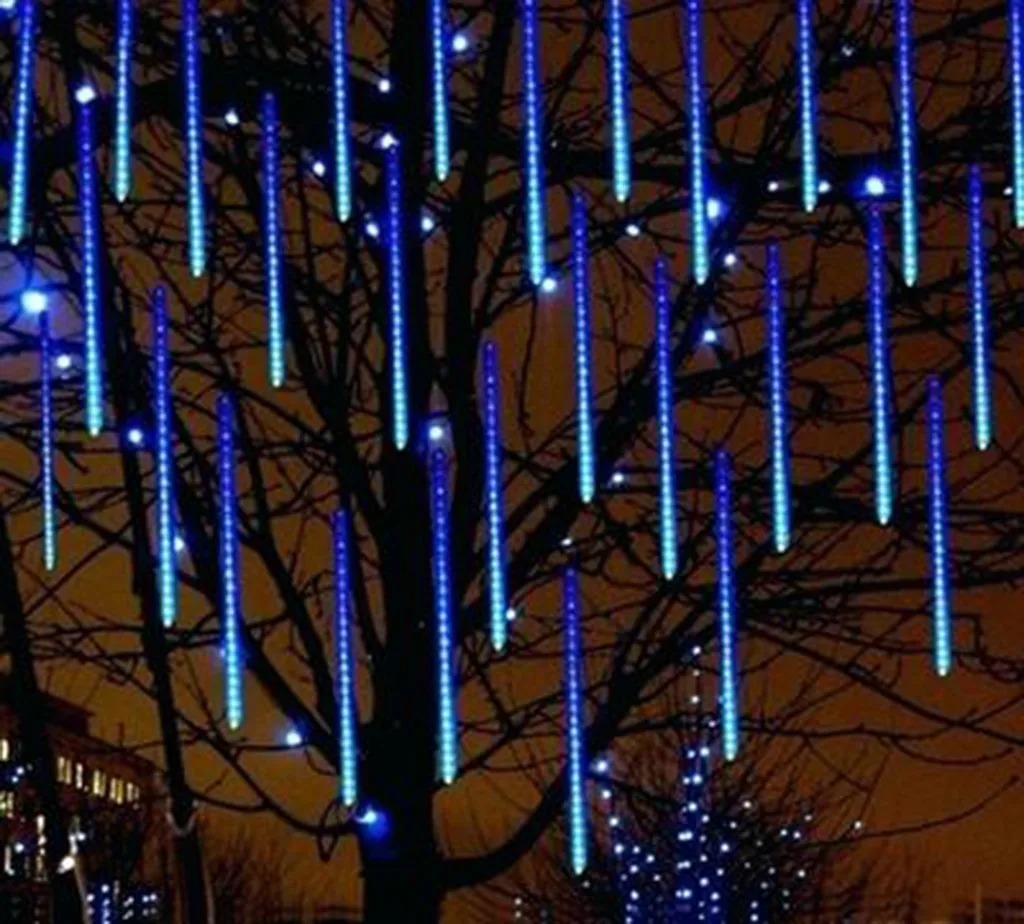 Синий 30 см, метеоритный дождь, падающая звезда, капля дождя, сосулька, Снежная, светодиодный, Рождественская елка, струнный светильник, для улицы, шикарный, ночной, светящийся реквизит# LR2 - Испускаемый цвет: Синий