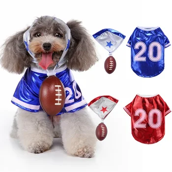

Funny Pet Costumes Cat Dog Cosplay Suit Halloween Christmas Rugby Sportswear Uniform Clothing Puppy Hat Suits Party Dressing Up