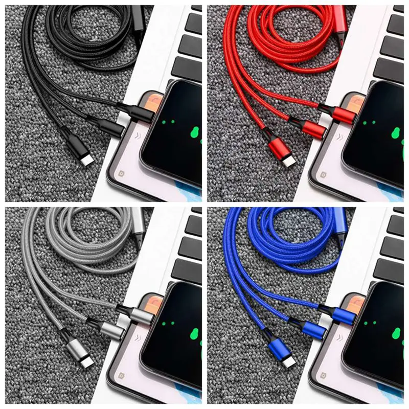 3 в 1 линия данных для Apple Android type-c3a Быстрая зарядка линия данных USB кабель для samsung Xiaomi huawei USB C