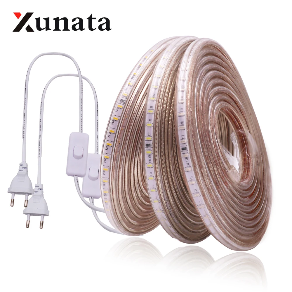 Светодиодная лента 220 В 3014 SMD водонепроницаемая светодиодная 120 светодиодов/м для