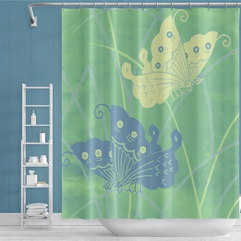 

Decpration Animal Butterfly Shower Curtains Bathroom Curtain Polyester Waterproof Bath Curtain For Home Decor With Set Hooks