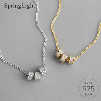 

Springlight 100% 925 Sterling Silver Natural Zircon Transfer Wheel Clavicle Necklace Temperament Elegant Necklace for Women New