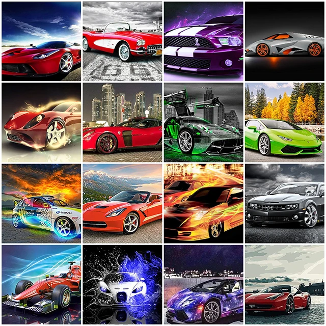 Full Round Drill 5D DIY Diamond Painting Sports Car Scenery Embroidery Cross Stitch Mosaic Bead Art Diamond Adult Kit Home Decor 1