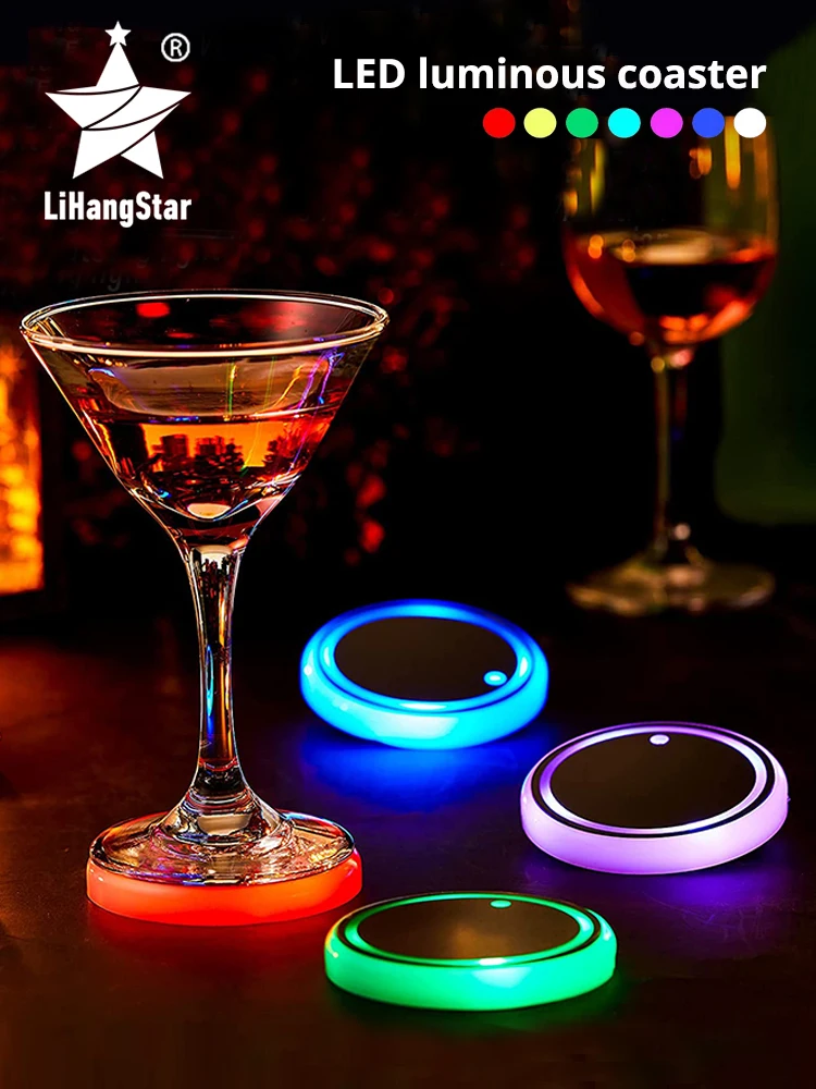 LED Cup Holder Light Car Coaster RGB Luminous USB Rechargeable Coaster Night Light Drink Accessories Decorative Atmosphere Light dinosaur light