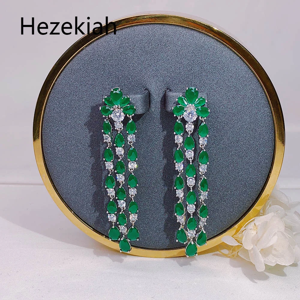Green Drop Earrings Fashion Lady Noble Tassel Dance Party Wholesale Fine Jewelry Christmas Trending Women Accessories
