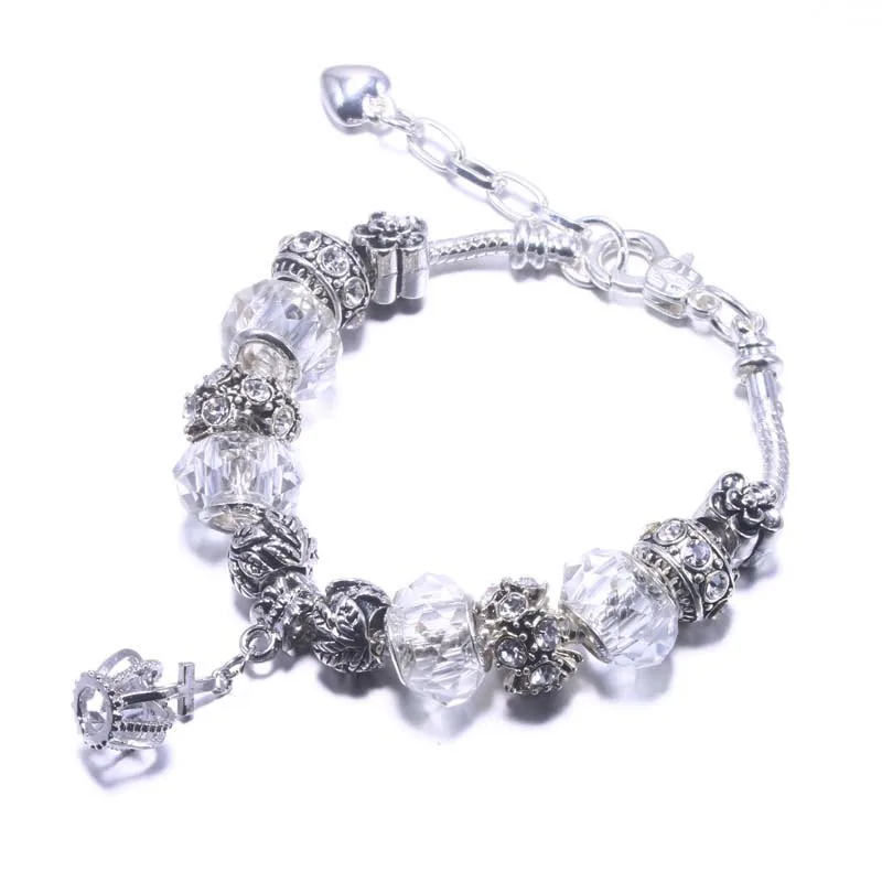 Дропшиппинг винтажные Подвески серебряного цвета браслеты для женщин хрустальные бусины для рукоделия тонкие браслеты женские Pulseira ювелирные изделия