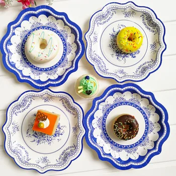 

Vintage Style Disposable Tableware Set Party Paper Plates Napkins Cups Straws Birthday Party Wedding Decor Party Supplies