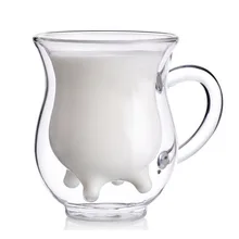 Креативная корова двухслойная стеклянная чашка для сливок 250 мл прекрасный молочный кувшин сок чай кофе чашка прозрачная стеклянная кружка молочный кувшин