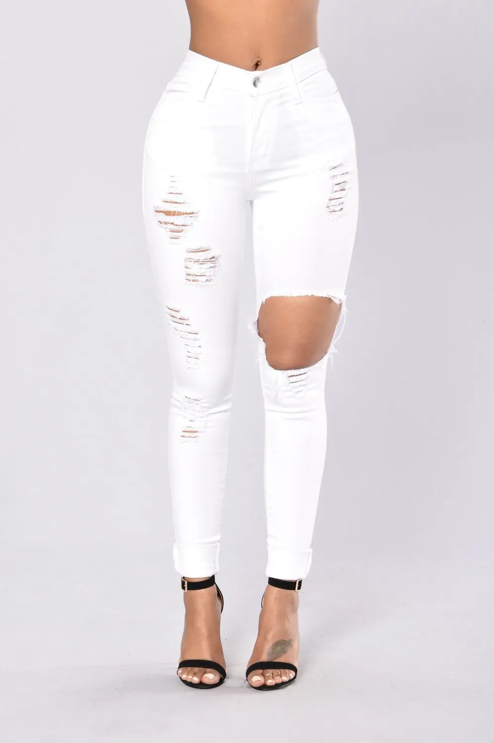 REPPUNK/ Новое поступление, женские повседневные джинсы с высокой талией и карманами на пуговицах, рваные джинсы на молнии, хлопковые обтягивающие узкие штаны