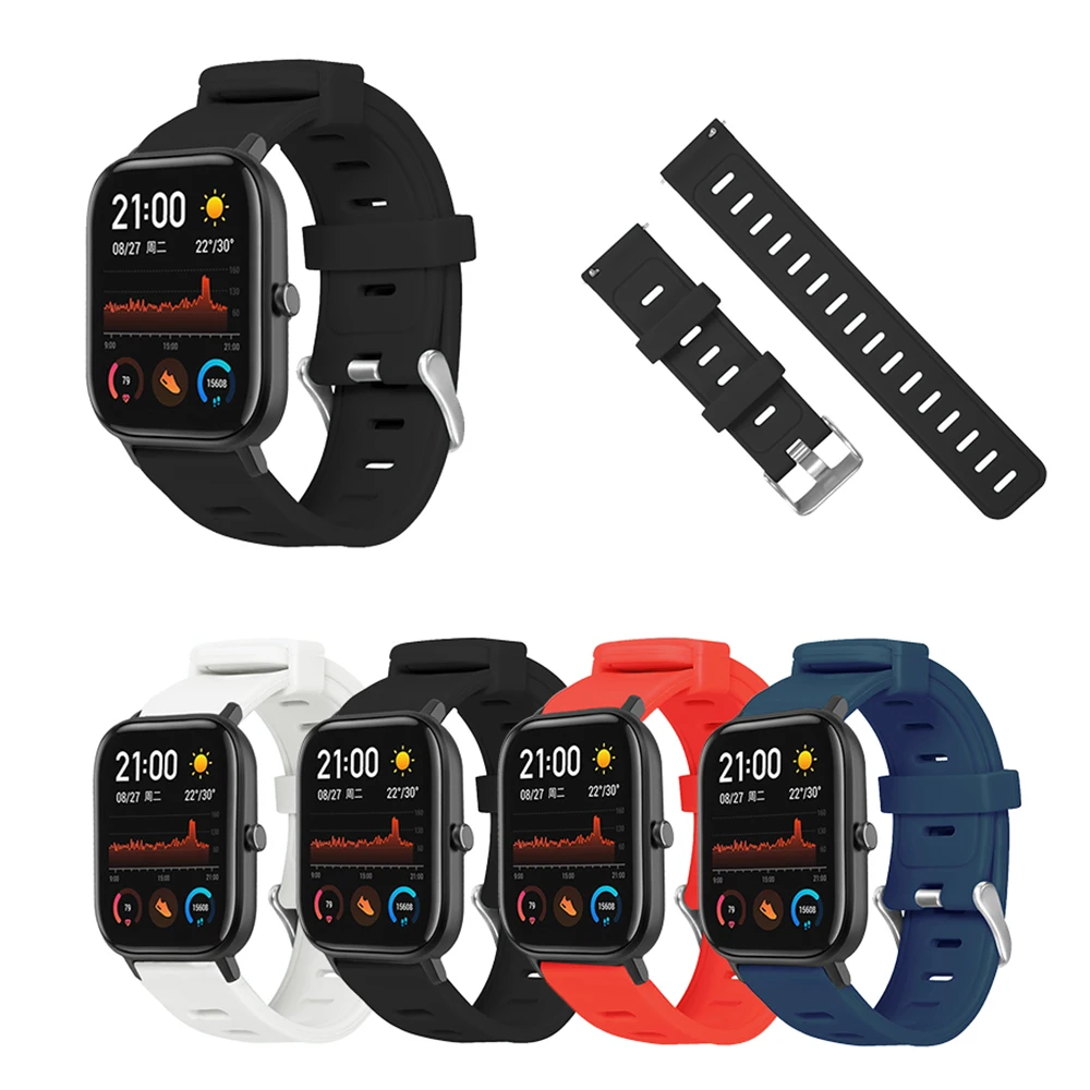

High quality Smart Watch wristband for Huami amazfit GTS 20mm monochrome Watch Steel Buckle silicone strap Wristband Accessories