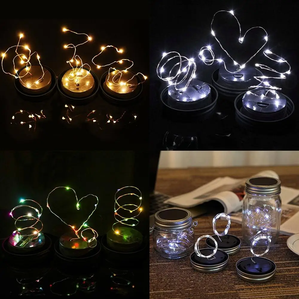 

Mason Jar Solar Lights Plastic Iron Lighting Fixture Creative Solar Light Fairy Light 2m 20leds Party Living Room Christmas