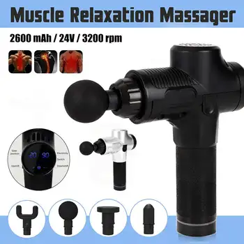 

3200r/min Therapy Massage Gun 20 Files LED Muscle Massager Pain Sport Massage Machine Relax Body Slimming Relief 4 Heads