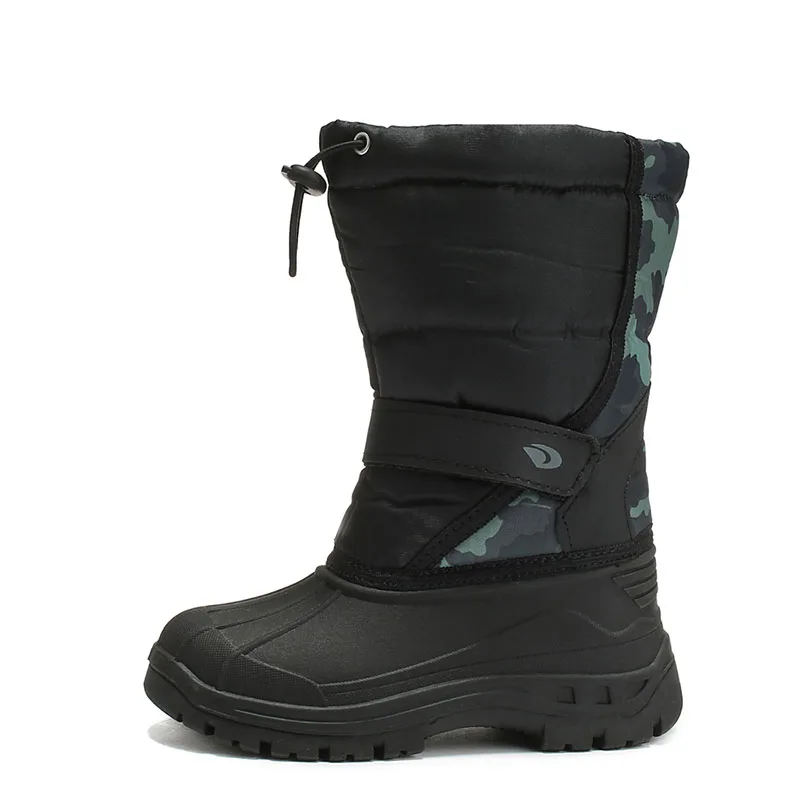 Зимние детские ботинки для детей; зимняя обувь; ботинки для мальчиков; обувь для девочек; Водонепроницаемая Нескользящая теплая обувь из микрофибры; kinderschoenen - Цвет: Black