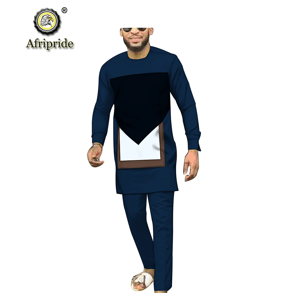 Африканский мужской традиционный комплект одежды Дашики верхняя одежда+ брюки из Анкары X маленький до 6XL размера плюс костюм AFRIPRIDE S1916041