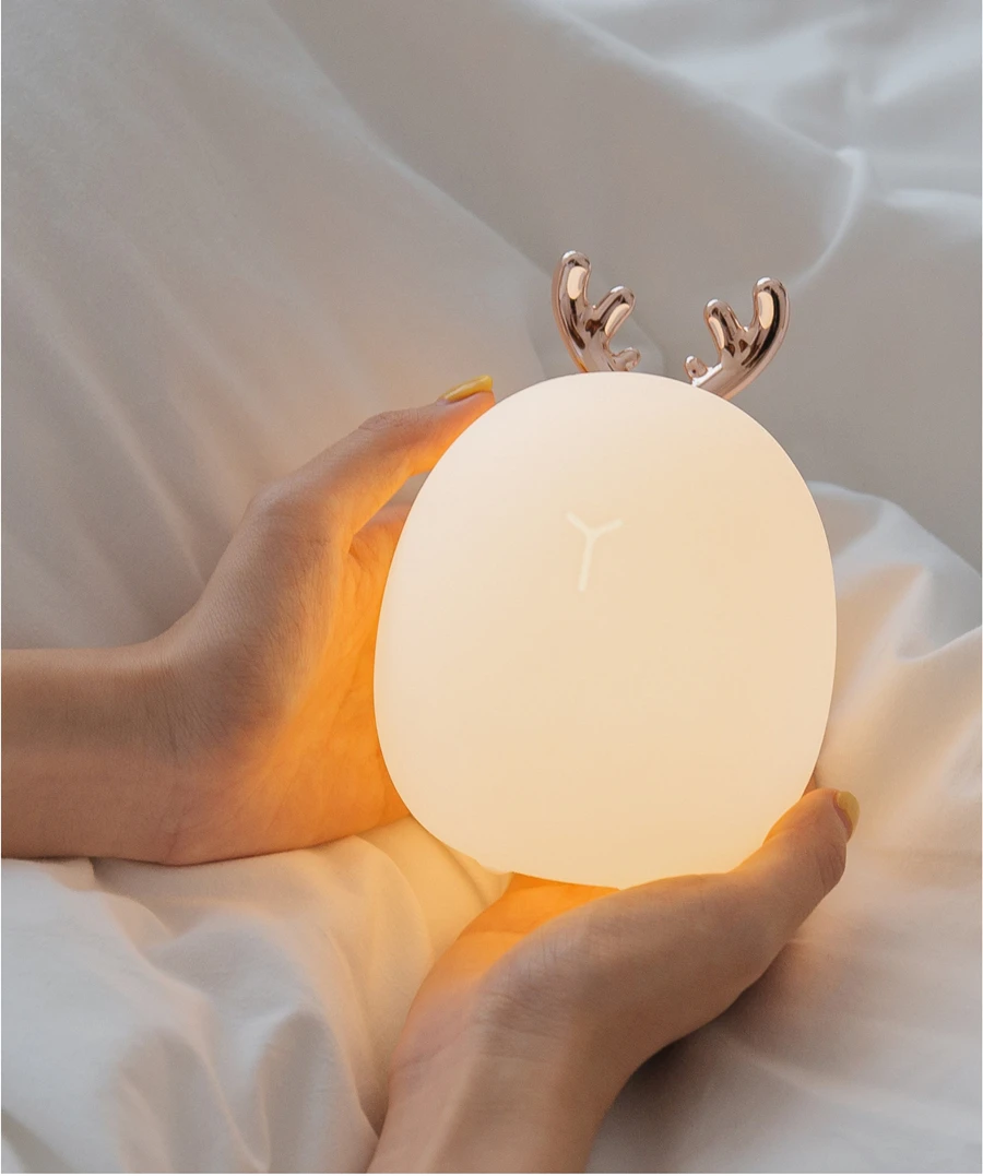 Милый кролик/олень Мягкая силиконовая Ночная переносная лампа USB перезаряжаемая яркая Регулируемая цветная лампа на день рождения рождественские подарки