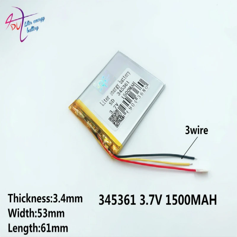 3 линия 345361 3,7 V 1500mAh 355060 литиево-полимерный lipo аккумуляторные батареи ионные ячейки для Рисованные подложки электронных книг bluetooth-головки