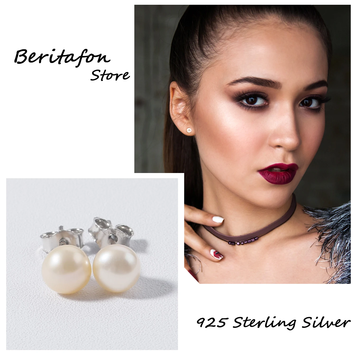 Natural Pearl Earring 925 Sterling Silver Freshwater Pearl Stud Earring Fashion Earrings for Women or Girl Idea Gift
