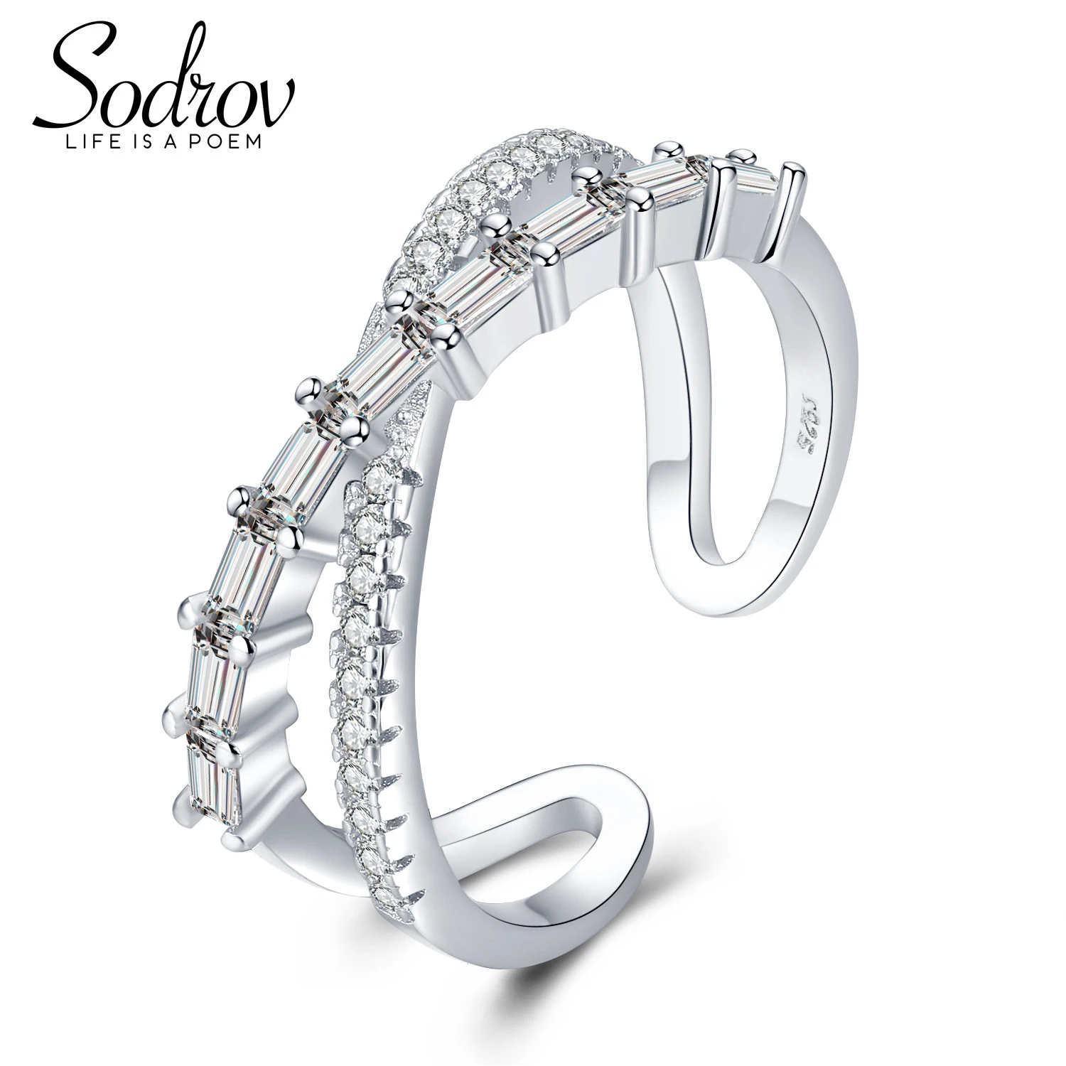 SODROV, настоящее 925 пробы, серебро, открытый размер, серебро 925, кольцо для женщин, хорошее ювелирное изделие, серебро 925, ювелирное изделие, 925 кольцо