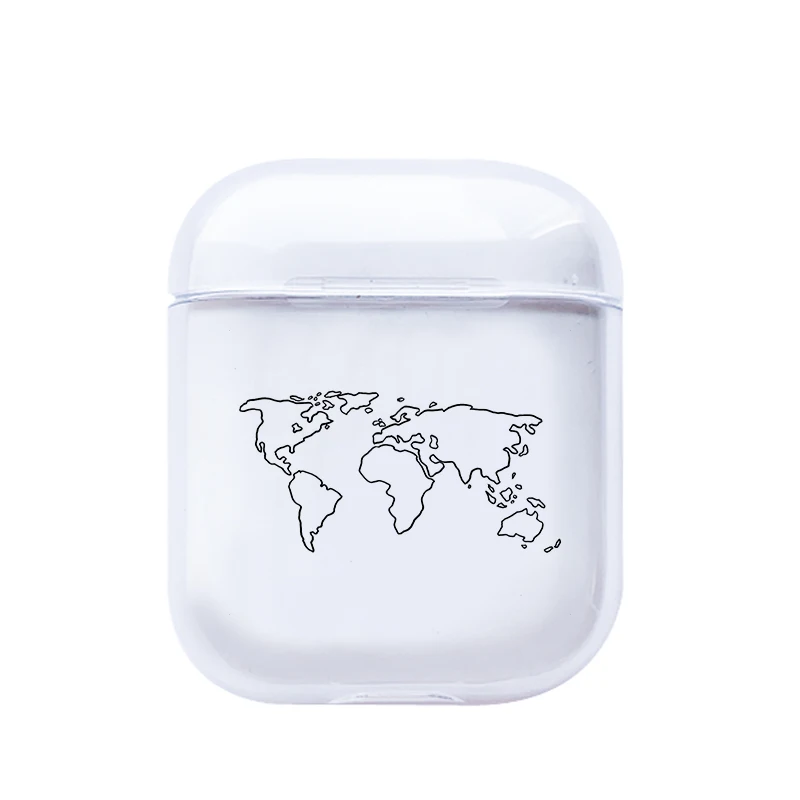 XH0130-06 Роскошный чехол с рисунком карты для Apple Airpods, милый прозрачный жесткий Bluetooth защитный чехол для наушников для Air pods, 2 Чехол - Цвет: XH0130-06