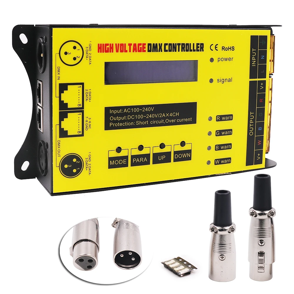DMX300C высокое Напряжение контроллер DMX декодера AC100-240V 4CH x 2A RGB RGBWW декодер терминал