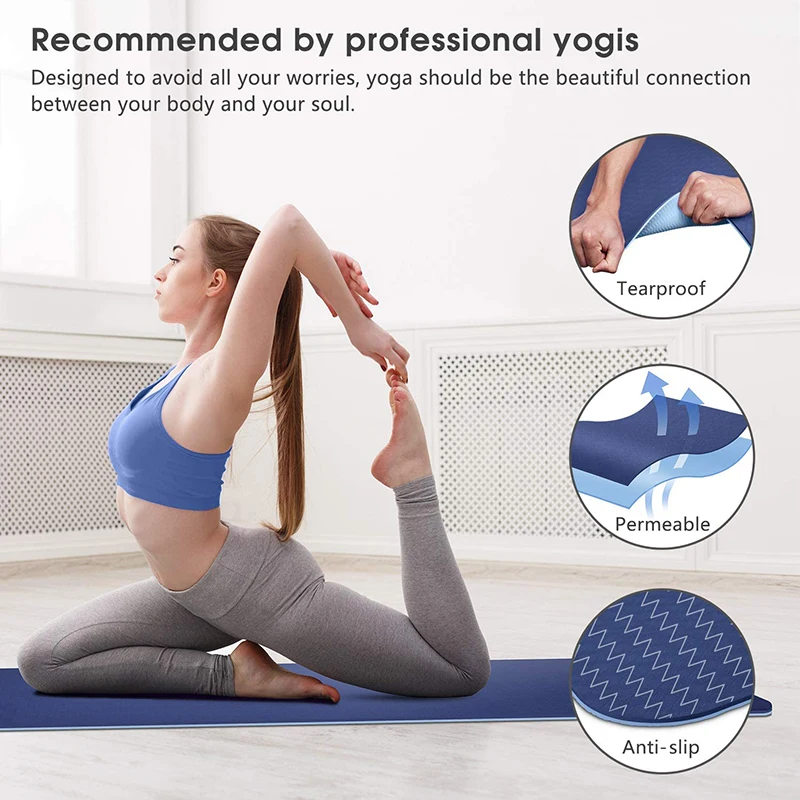 Polymères de yoga TPE avec ligne de position, 6mm, double couche, tapis d'exercice sportif pour maire, intérieur, salle de sport à domicile, fitness, AqPilates