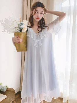 

Vintage Modal Night Dress Sexy Nightwear Nightgown Women Casual Night Dress shirt Ladies Home Dressing Women nighties Sleepwear