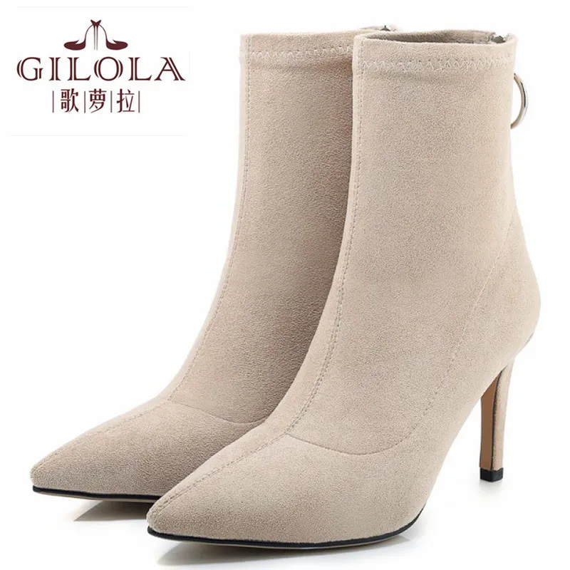 

New Women Fashion Shoes Autumn Winter Women Ankle Boots Zipper Women High Heel Short Boots Women #Y0073021Y