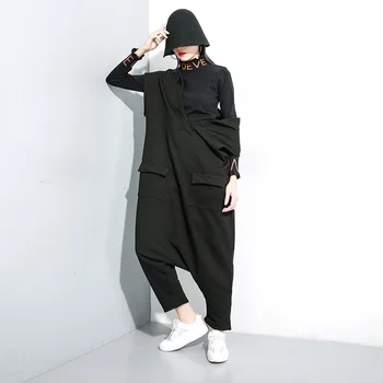 

Korea 2020 Fashion Winter New Solid Color Short-sleeved Sweater Jumpsuit Personality Thickening Casual Pants 19B-a539