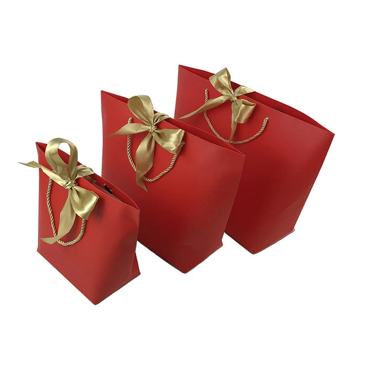 Бургундия 10pcs Large Size Gift Box Packaging Gold Handle Paper Gift Bags Kraft Paper With Handles Wedding Baby Shower Birthday Party - Цвет: Бургундия