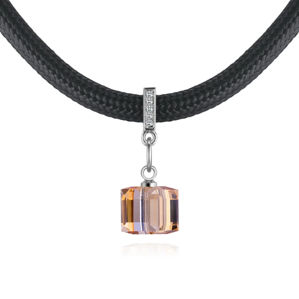 Labekaka ожерелье-кристалл AB Aurora кристаллы от Swarovski Веревка Кожа цепи воротник для женщин вечерние уникальные ювелирные изделия - Окраска металла: Crystal GS