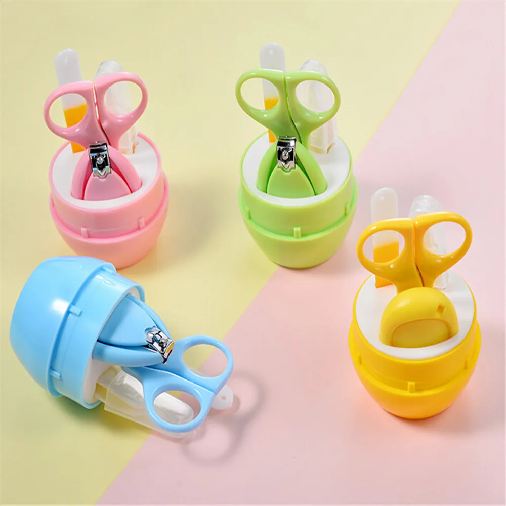 Nail Care Set Reusable 4PCS Cute Portable Newborn Baby Kids Solid Nail Clipper FileSet Health Care Accessories