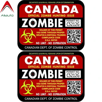 

Aliauto 2 X Retro-reflective Car Sticker Fashion Canada Zombie Hunting License Permits Waterproof Decals PVC,12cm*9cm