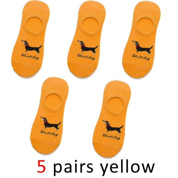 yellow VERIDICAL, 5 пар носков, мужские Нескользящие новые модные хлопковые незаметные носки, мужские повседневные низкие носки, Calcetines hombre - Цвет: yellow