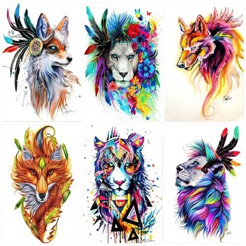 

DIY Painting By Numbers Colorful Animals Kit Coloring By Numbers 40x50cm Wall Art Picture Acrylic Canvas Paintings Home Decor